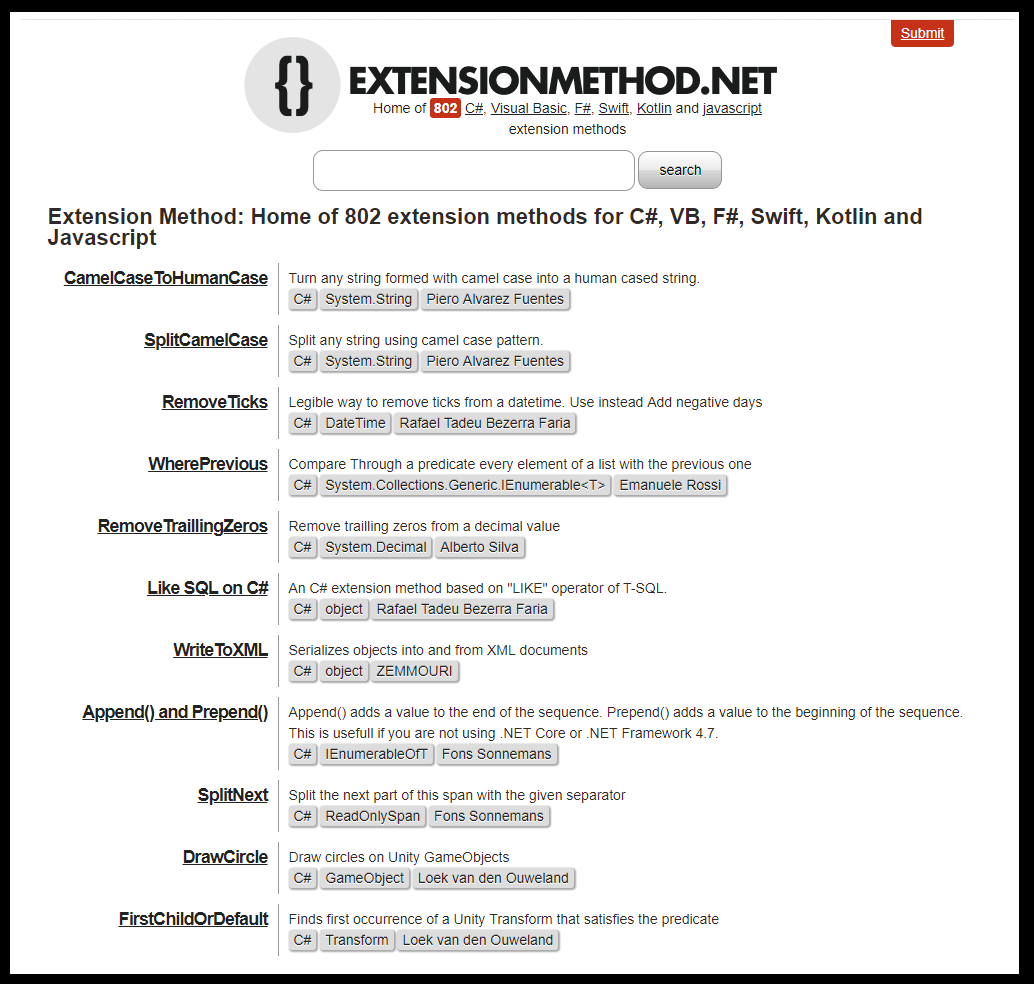extension method dot net website