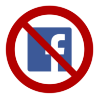 crossed out facebook logo