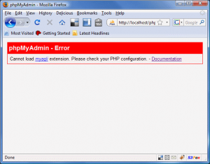 php my admin error