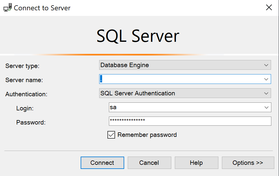 SQL Server Management Studio - Connect to Server Dialog