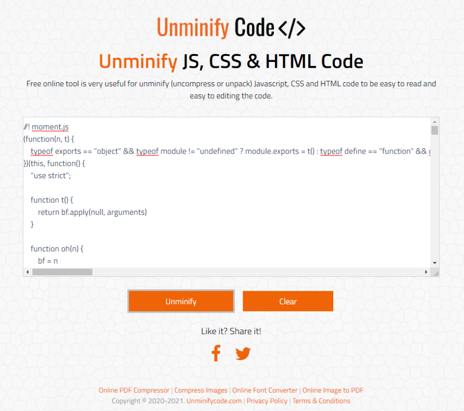 unminified code