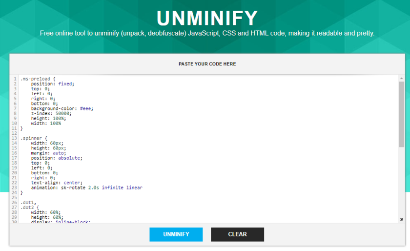 unminify after